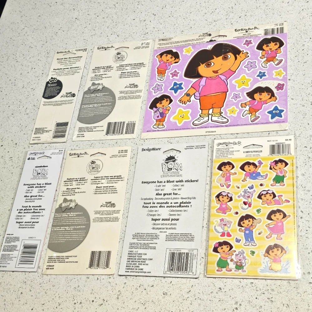 Dora the Explorer Sticker Lot 7 Sealed Packages Stickers Home School Play New